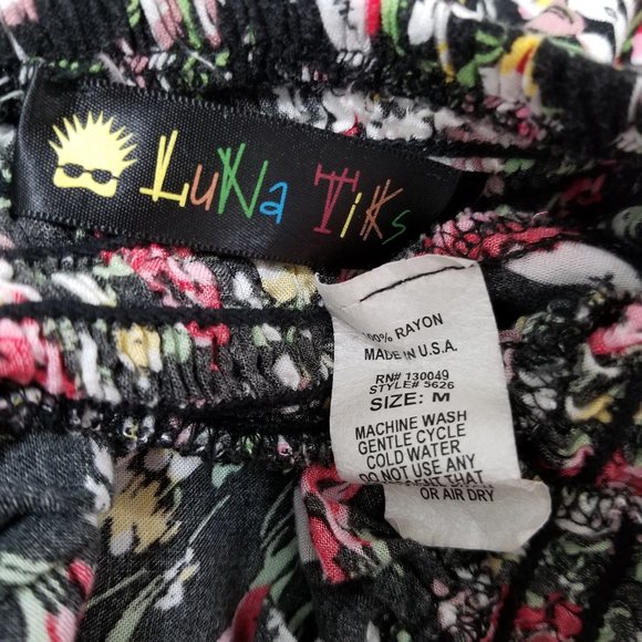 Luna Tix skirt Medium floral print smocked elastic pull on waist mini stretch - Picture 9 of 10